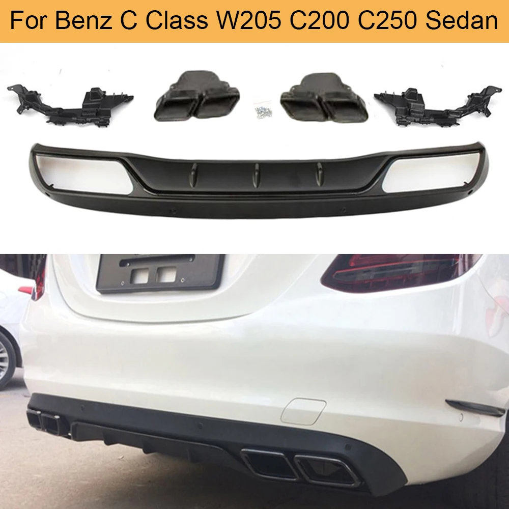 PP автомобильный диффузор заднего бампера для Mercedes Benz C Class W205 C200 C250 Sedan 4D 2015 2017 не