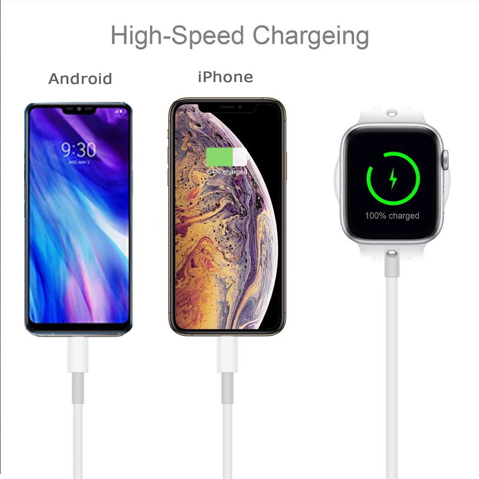 3 в 1 Беспроводное зарядное устройство для Apple Watch Series 2 4 USB Магнитный зарядный