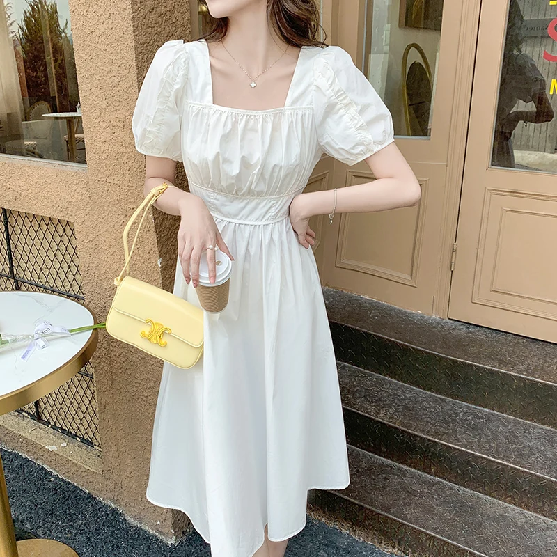 

In summer with spring and summer dress temperament of children with hubble-bubble sleeve dress French show thin waist