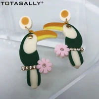 totasally cuty parrot earrings for women fashion vivid acrylic bird dangle earrings animal jewelry gift accessories dropship