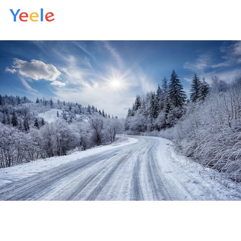 

Фон для фотосъемки Yeele с изображением зимнего леса облаков неба дороги персонализированные фоны для фотостудии