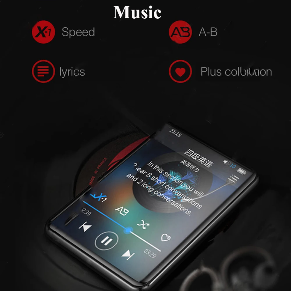 Bluetooth 5,0 MP3 плеер с динамиком 2,5 дюймов полный сенсорный экран 16 Гб электронная книга FM радио HiFi Bluetooth без потерь музыка видео