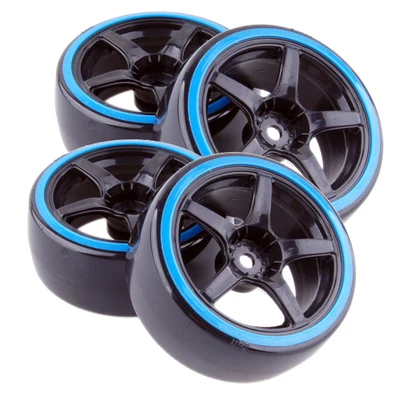 4 шт. 1/10 Drift автомобильные шины 26*64 мм пластиковый обод колеса жесткая