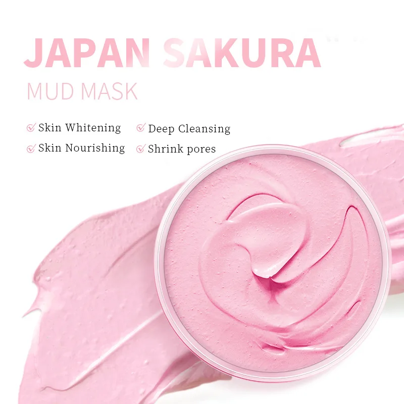 

Japan Sakura Mud Mask Hydrating Moisturizing Cream Whitening Skincare Face Clay Mask Pore Cleansing Oil-control Smoothing Skin