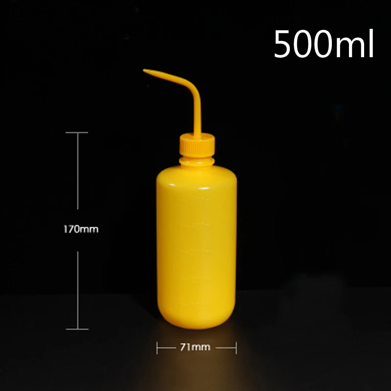 

LINYEYUE 500ml Yellow Plastic Blow Washing bottle Tattoo Wash Squeezy Laboratory Measuring Bottle