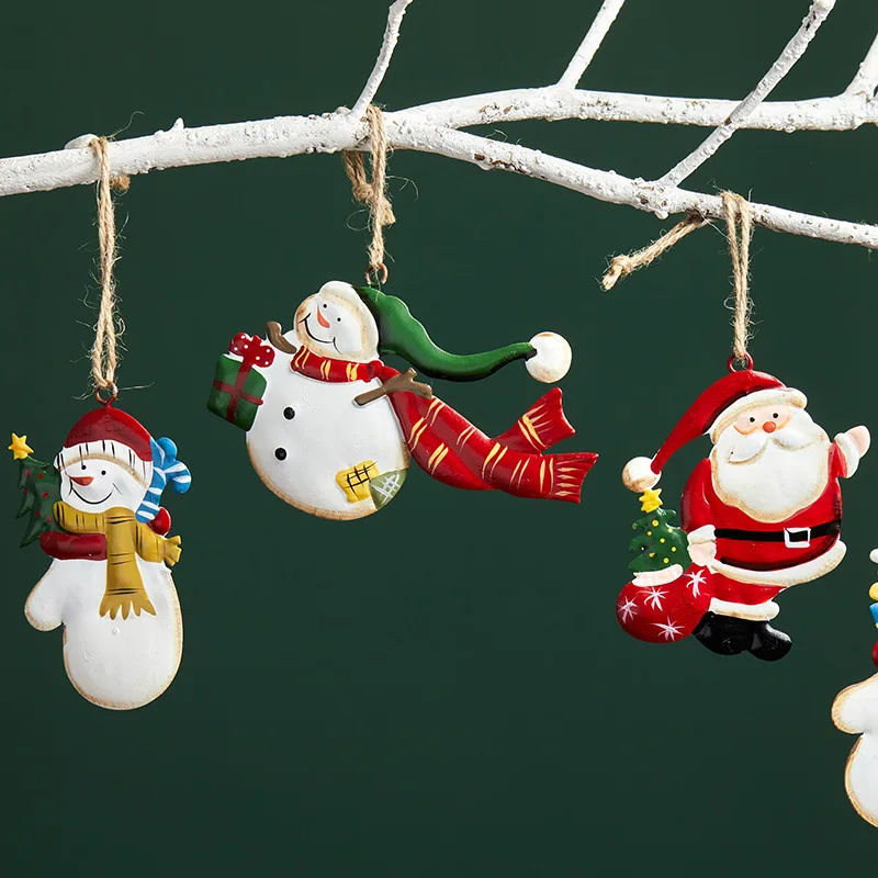 

New Year 2022 Xmas Santa Pendant Christmas Tree Iron Snowman Ornament Merry Christmas Decoration Gift Home Decor Navidad Natal