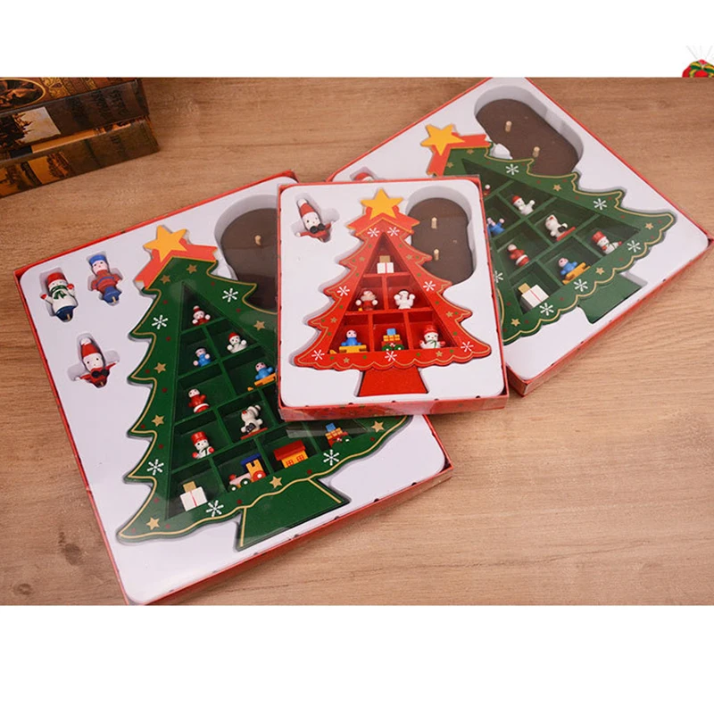 Деревянная Рождественская елка ручной работы белая/зеленая детская раскладка