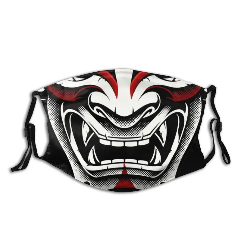 

Japanese Oni Demon Reusable Mouth Face Mask Unisex Adult Samurai Tattoo Anti Haze Mask with Filters Respirator Muffle PM 2.5