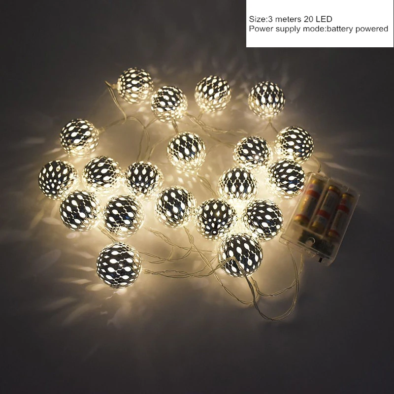 White 3M20LED Рождественские украшения 10 20 шаров, марокканский струнный светильник, Рождественский декоративный светильник s, Новогоднее украшение, Рождественский Navidad Noel, L - Цвет: White 3M20LED
