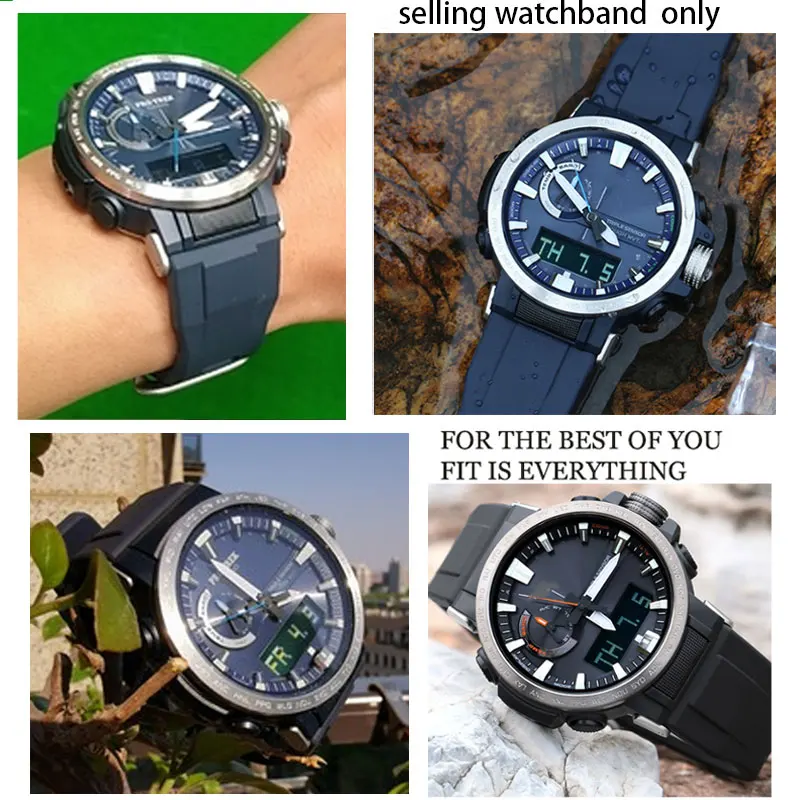 Ремешок силиконовый для часов CASIO PROTREK series аксессуары альпинизма черный мужской