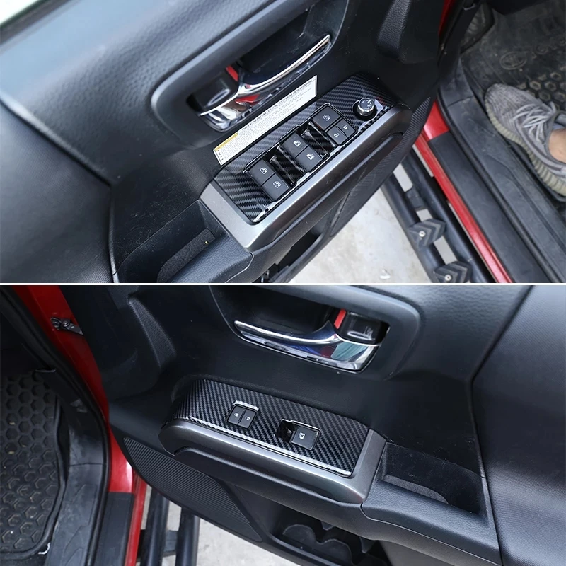 

4pcs Interior Modification Front & Rear Car Doors Window Lift Switch Panel Frame Cover Trim Sticker For Toyota Tacoma 16-20 LHD