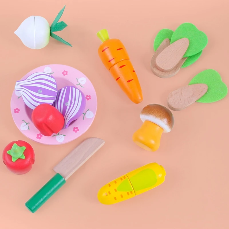 

Wooden Magnetic Fruit Vegetable Combination Cutting Toy Children Play Pretend Simulation Basket Fruit Set Kids Gifts