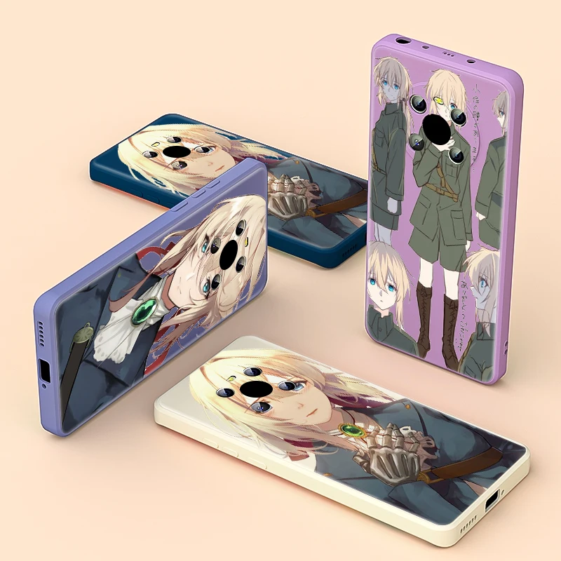 

Hot Anime Violet Evergarden For Huawei Mate 40 30 E Honor 50 30 20 10X 9X 5G Pro Lite Liquid Silicone Soft Cover Phone Case
