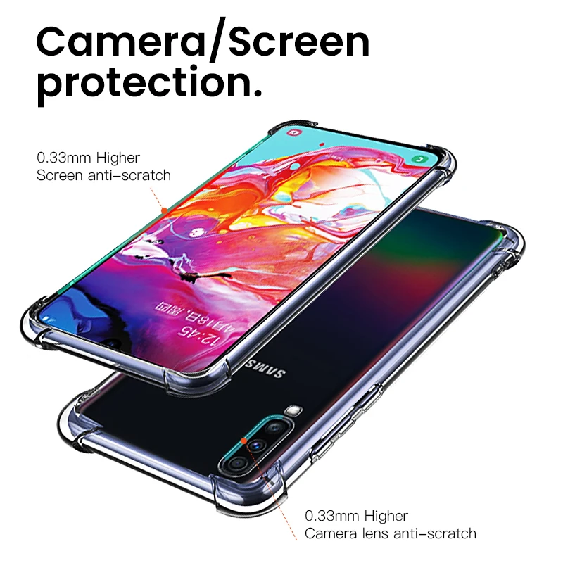 Противоударный чехол из ТПУ для Samsung A50 A70 A40 A30 A20 A10 прозрачный Note 10 9 8 Galaxy S10 S9 S8 Plus M30