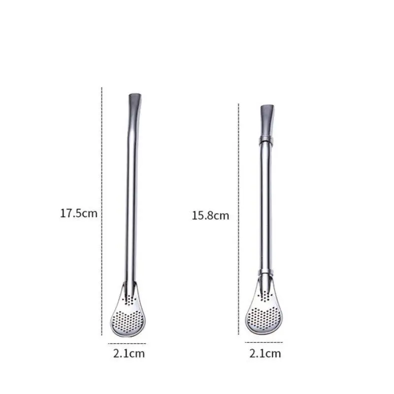 

Stainless Steel Colorful Drinking Straw Filter Gourd Bombilla Spoons Kitchen Washable Practical Tea Tools Party Bar Accessories