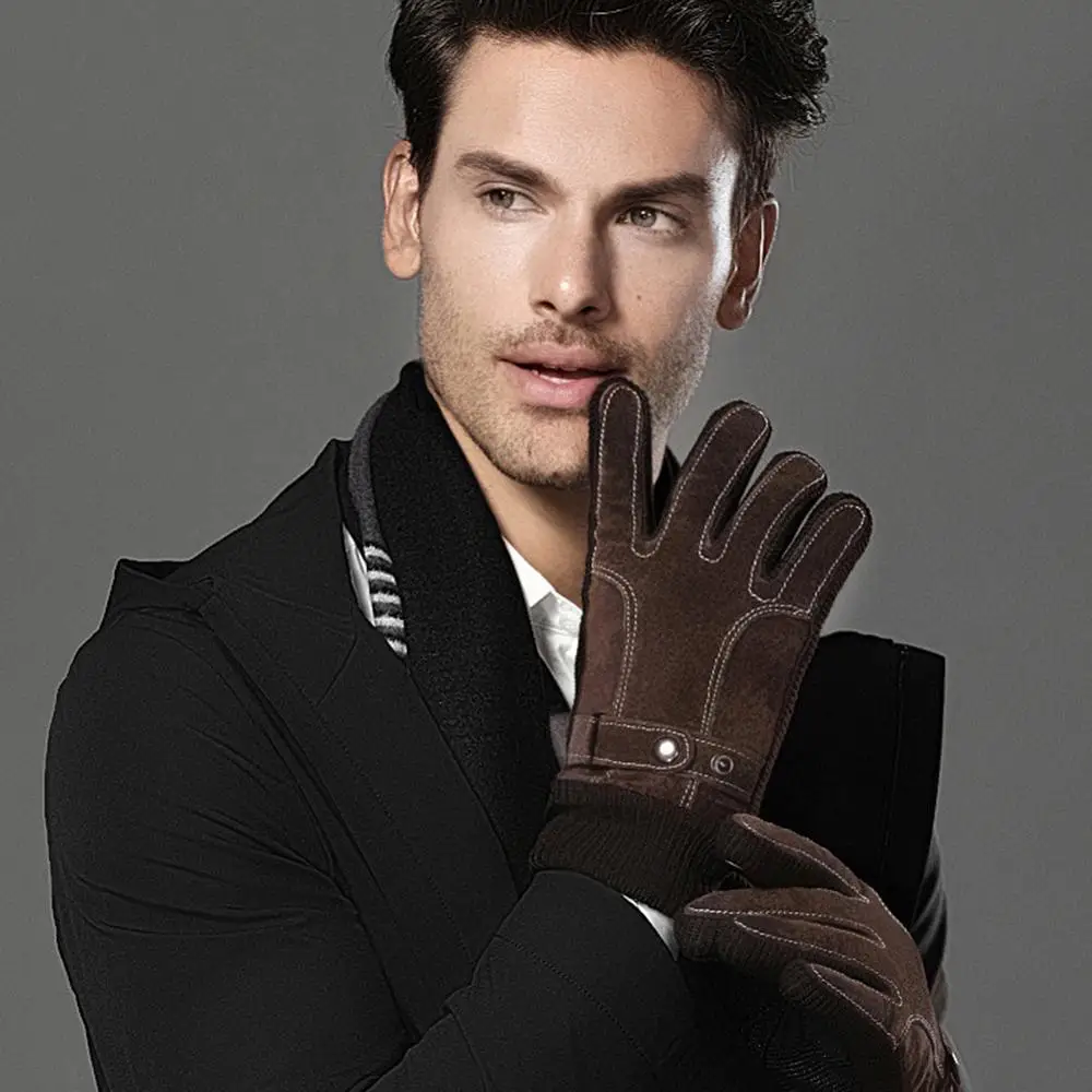 

Touch Screen Winter Warm Men's Gloves Leather Casual Gloves Mittens for Men Outdoor Riding Full Finger Glove