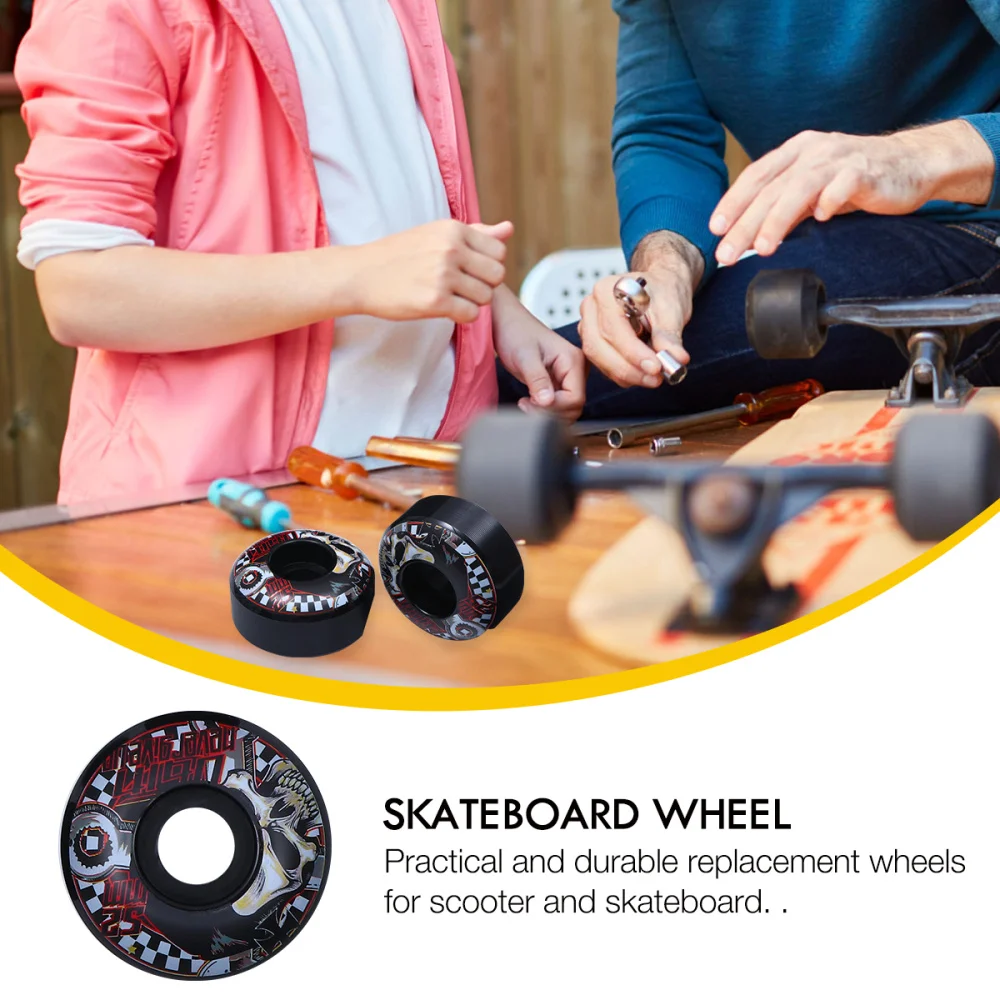 

4pcs Pattern Skatboard Wheel High Hardness PU Wheel Hub Assorted Color