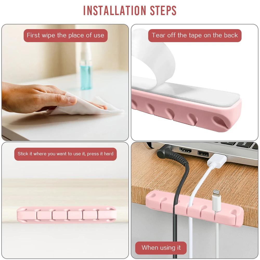 cable organizer for office desk mobile phone charging cable holder mouse keyboard wire silicone sorting clip 2 pieces free global shipping