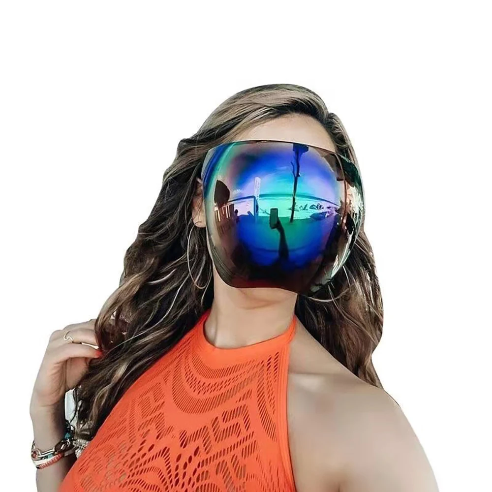 

Novelty Full-Face Multicolor Goggles with Removable Nose Bridge Polarized Large Mirror Sunglasses Big Face Mask Accessories