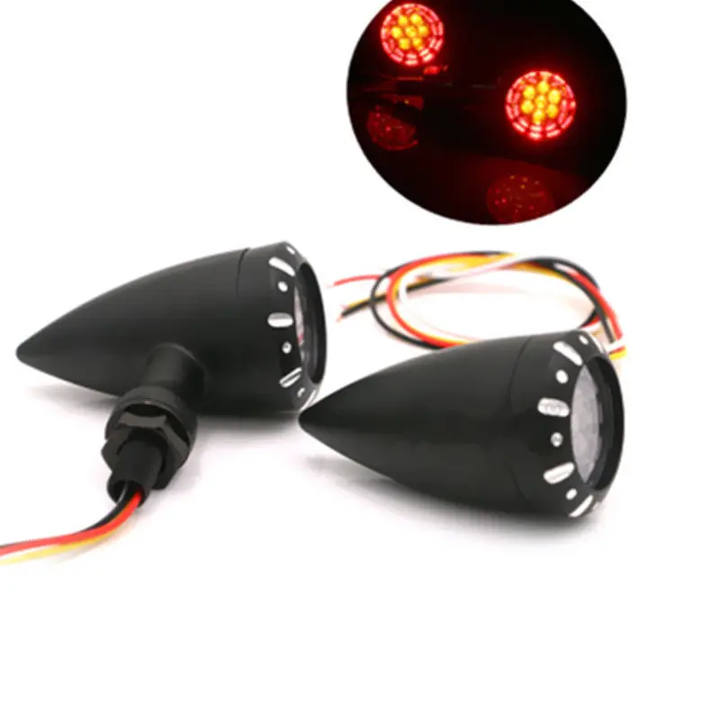 

Pair Motorcycle 10mm Bullet LED Brake Blinker Turn Signal Light Indicator Lamp For Honda Yamaha Kawasaki Suzuki Ducati
