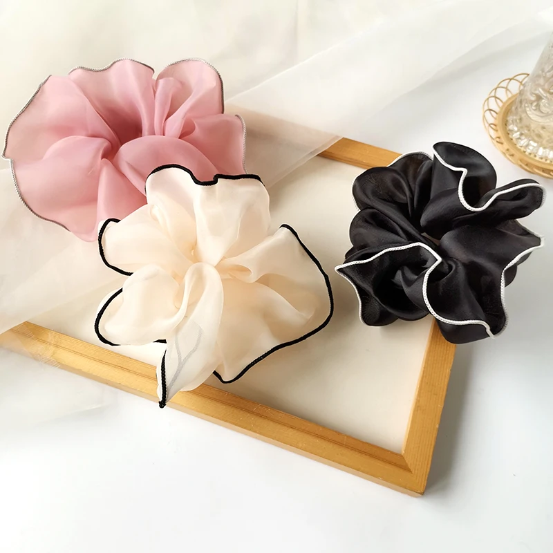 

1pc Clothing Hair Ties Accessories Scrunchie Ornaments Elastic Hair Bands Black Pink Holder For Ponytail Woman Head Dress