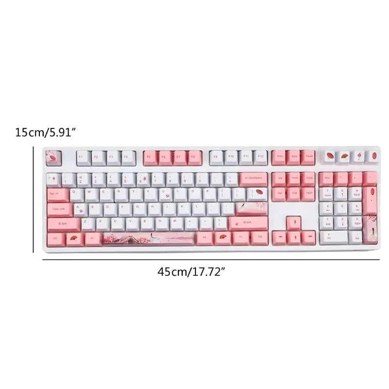 

108+14 Keys OEM PBT Keycaps Full Set Mechanical Keyboard Keycaps PBT Dye-Sublimation Cherry Blossom Keycaps