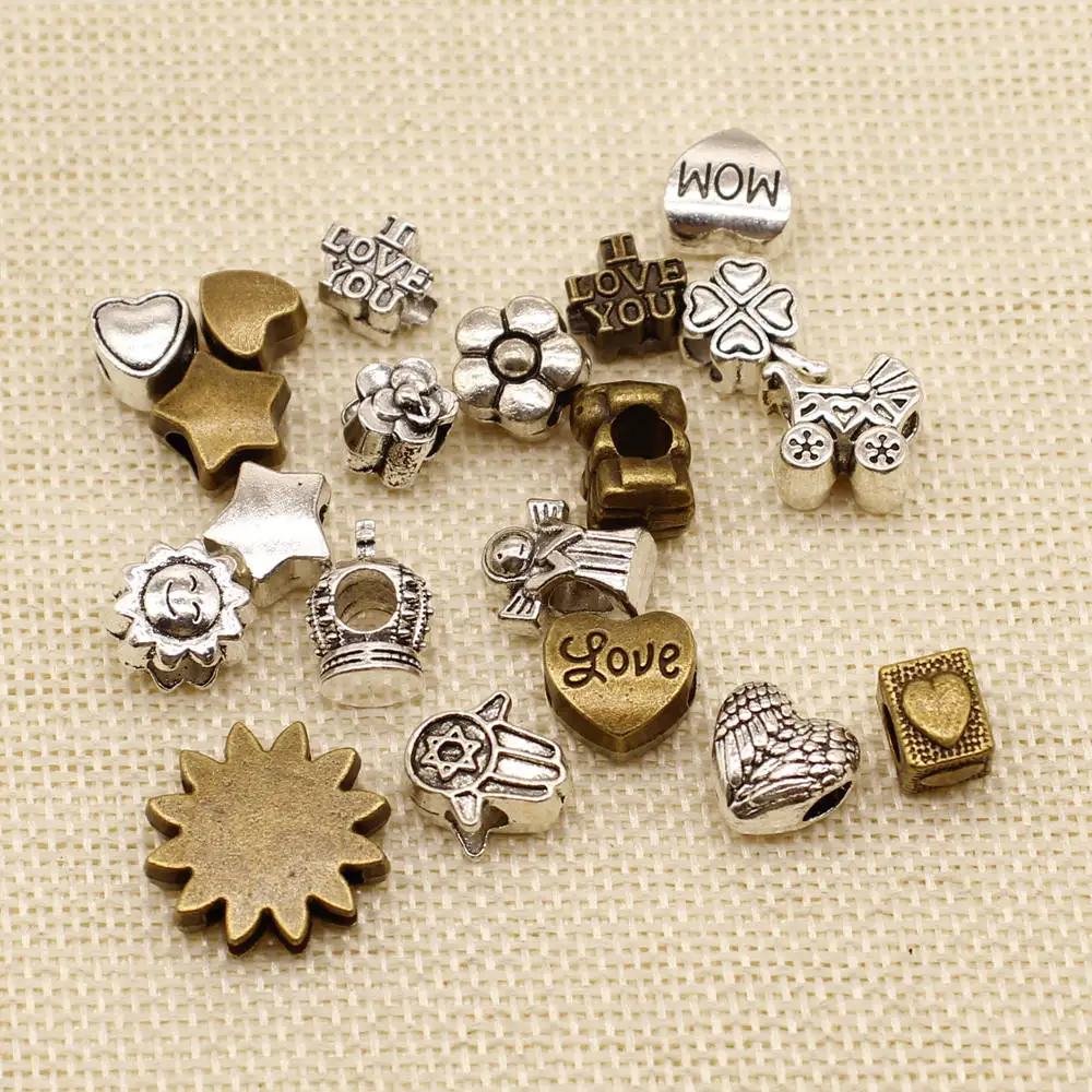 

New Love Big Hole Beads Charms Pendants For Bracelet Findings Jewelry Accessories