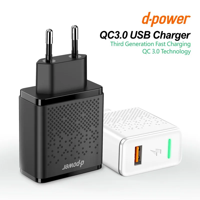 Быстрое зарядное устройство QC 3 0 USB для телефона со светодиодным индикатором