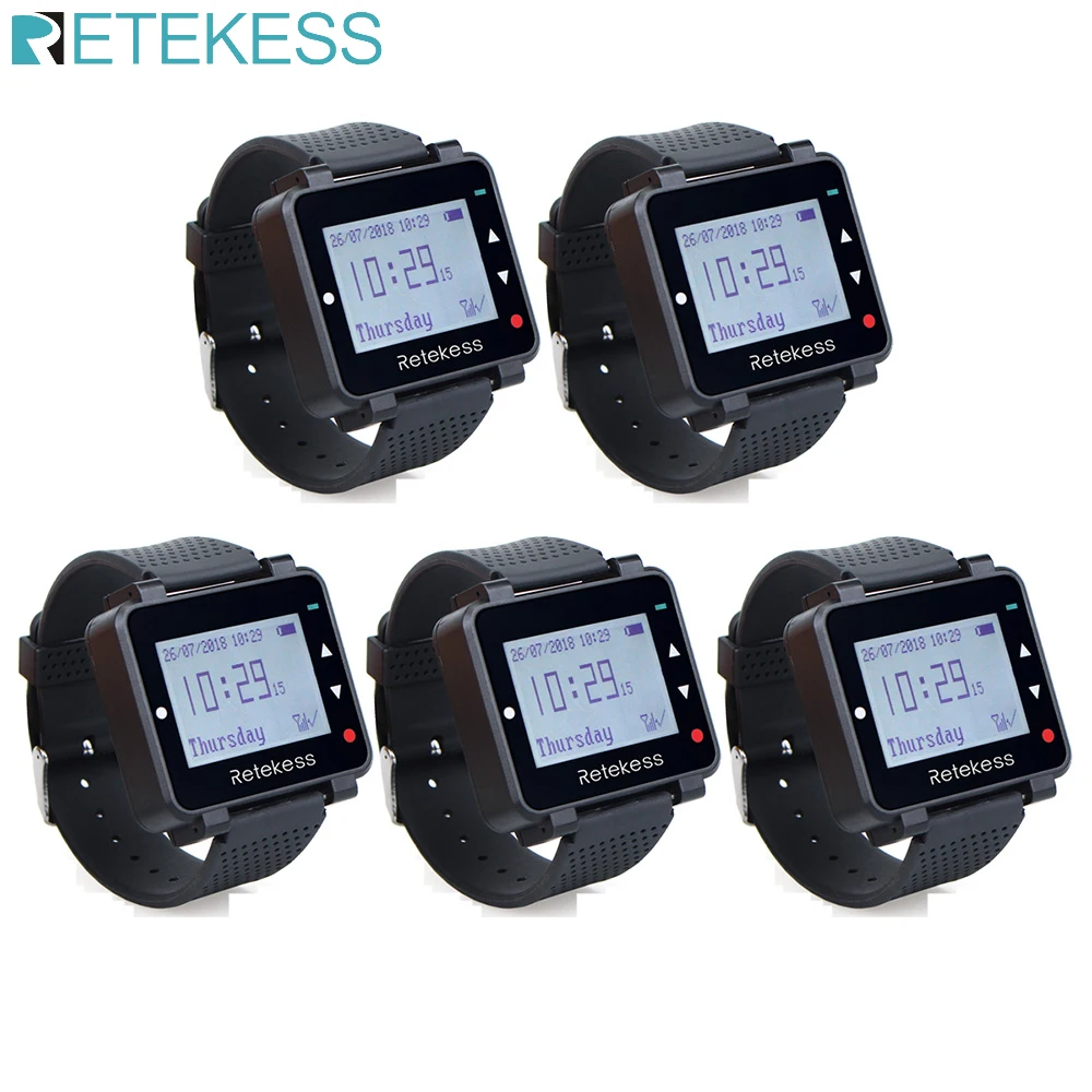 5Pcs Retekess T128 Wireless Calling System Watch Receiver Restaurant Pager 433.92MHz For Bar Cafe Clinic Customer Service