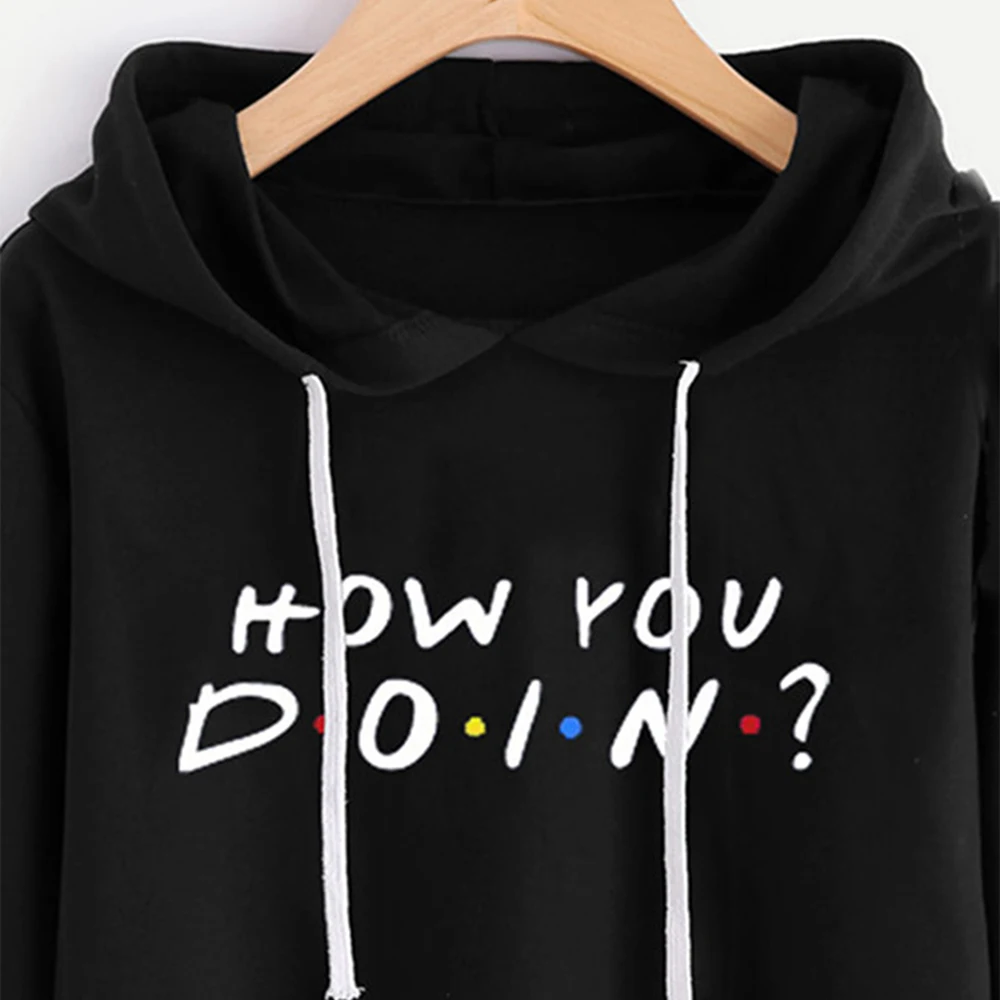 Missactiver Женская толстовка с капюшоном для друзей ТВ шоу How You Doin буквенным принтом