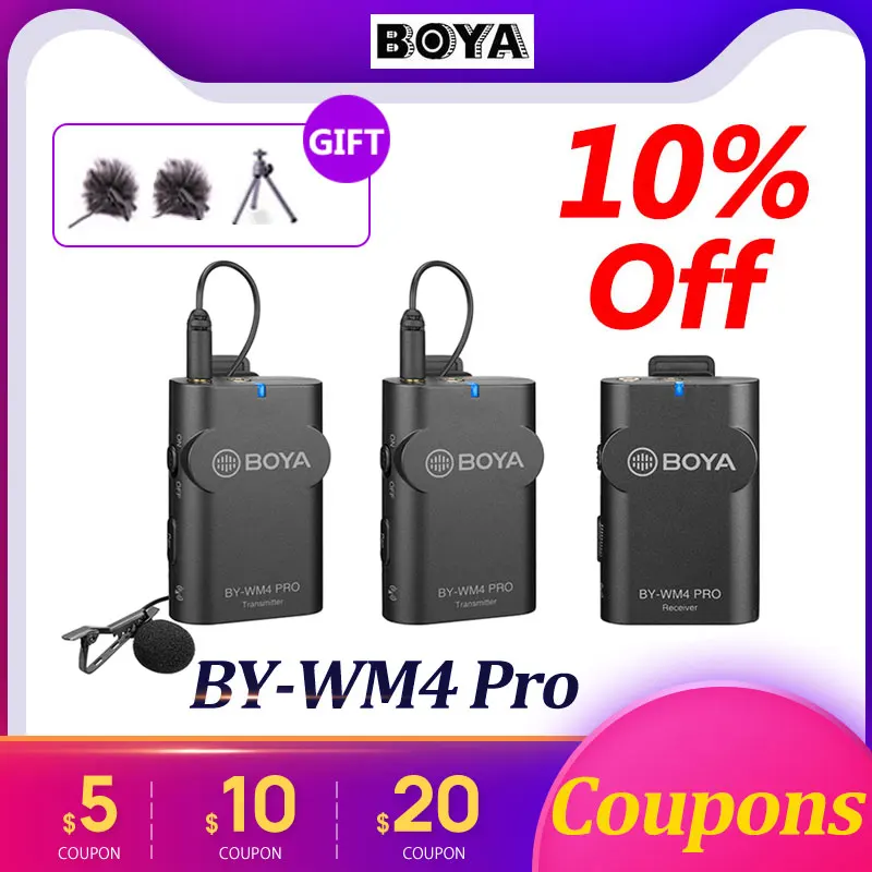 Boya BY-WM4 Mark II/WM4 Pro петличный беспроводной микрофон с отворотом Студийный микрофон для sony DSLR DJI Osmo Mobile 2 смартфон BY-M1 микрофоном