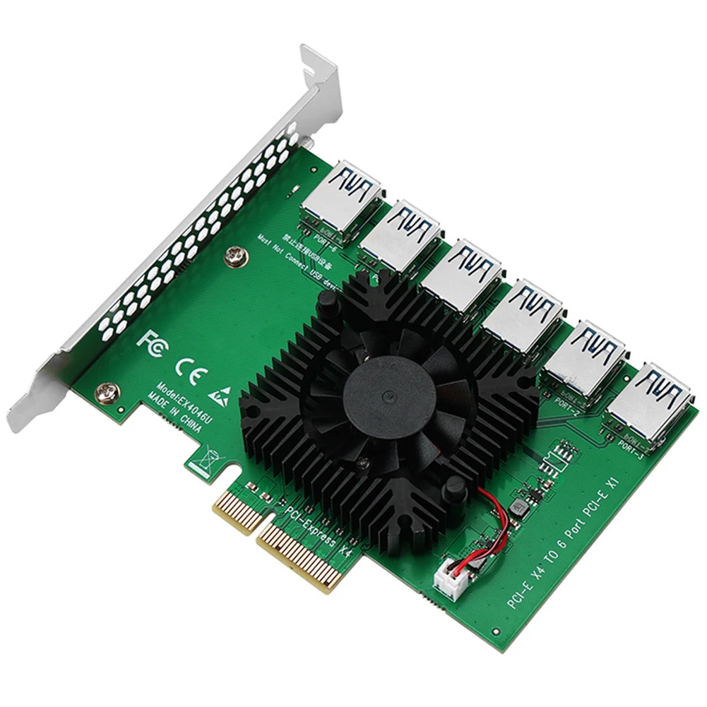 

PCI Express X4 1 to 6 Riser Card PCI-E to PCI-E Adapter PCIE Slot 4X to 16X USB 3.0 Riser Extender For Bitcoin Miner Mining