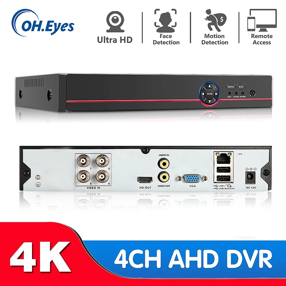 

ИИ-распознавание лица, распознавание лица, воспроизведение лиц, 4-канальный сетевой видеорегистратор AHD H.265 + 8MP, гибридный видеорегистратор, ...