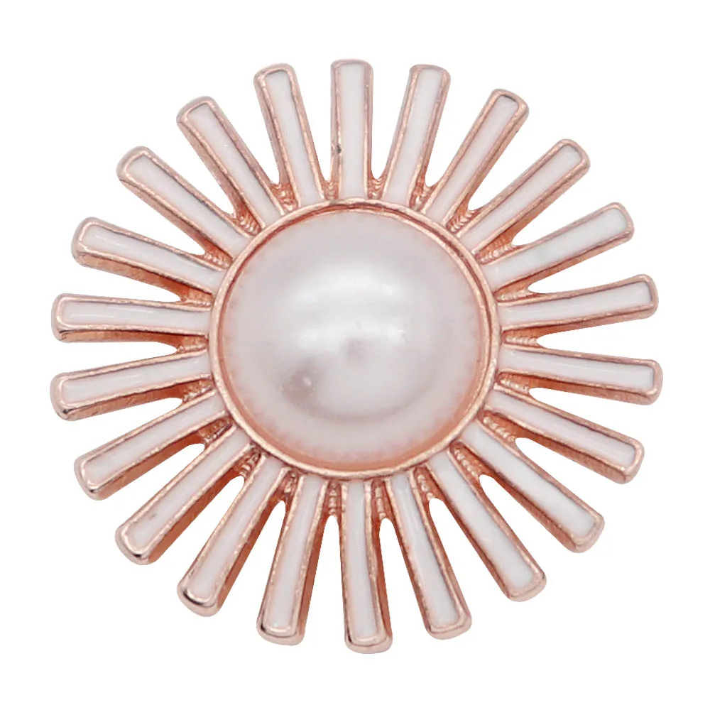 18 мм 20 Цветы оснастки с белым жемчугом розовый эмаль кнопки ювелирные изделия KC8048