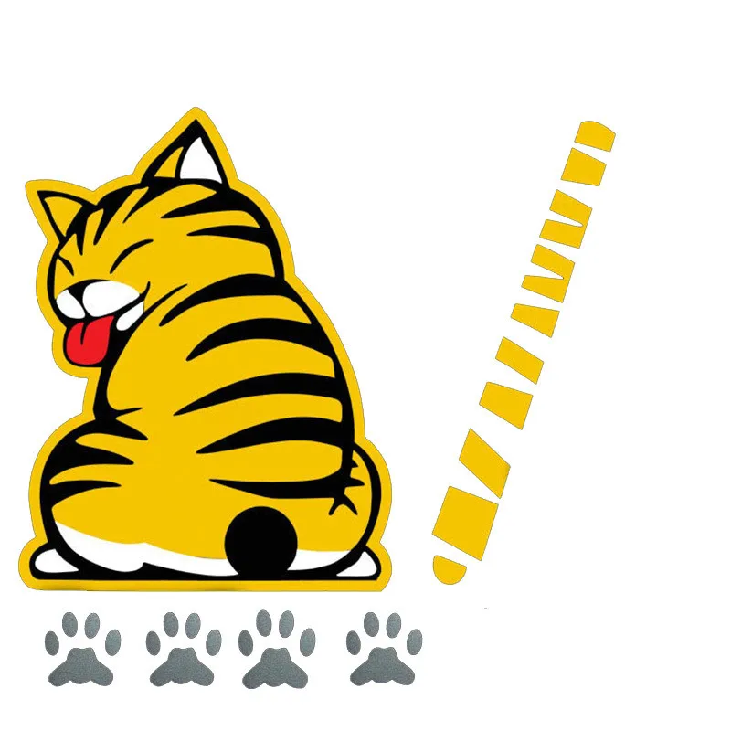 

JDM Creativity Cat Moving Tail Paws Car Stickers Cover Scratches Sunscreen Windshield Laptop Window Decoration Decal KK25*19cm