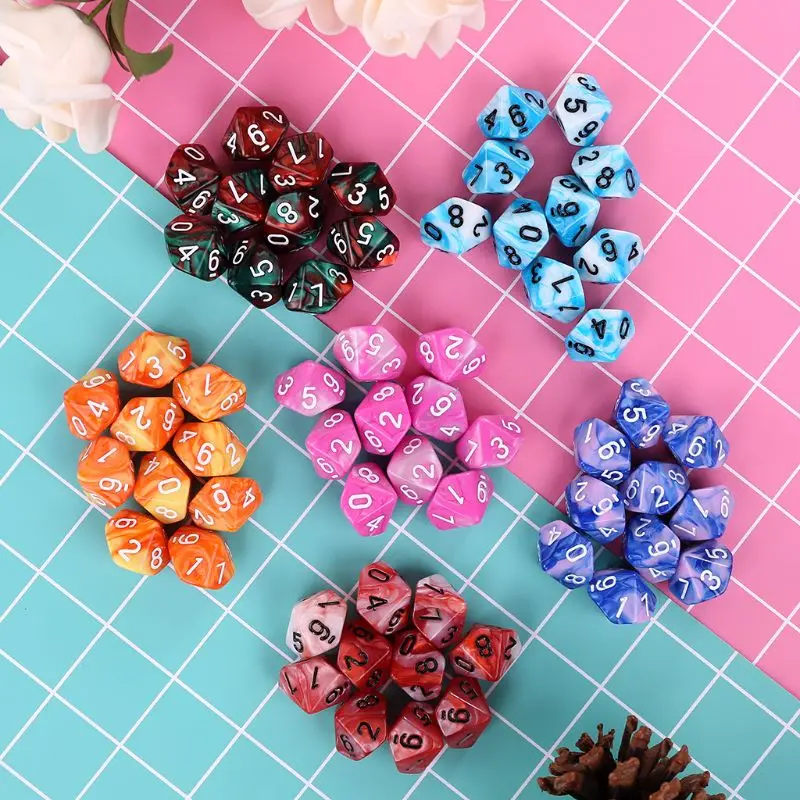

60pcs/set 10 Sided D10 Polyhedral Dices Numbers Dials Desktop Table Board Game PXPF