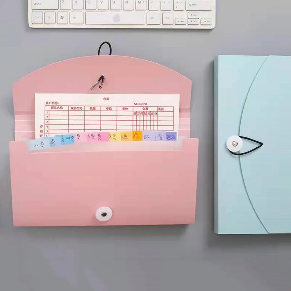 

13 Pockets Expanding File Folder Hand-held B5 Check Bill File Organizer PP Expandable Card Ticket Holder Plastic Wallet Case