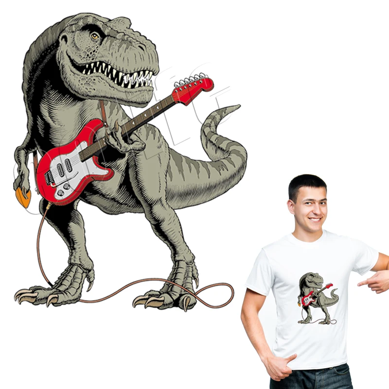 Гитарные нашивки большой динозавр переводная печать на футболке Diy аксессуары