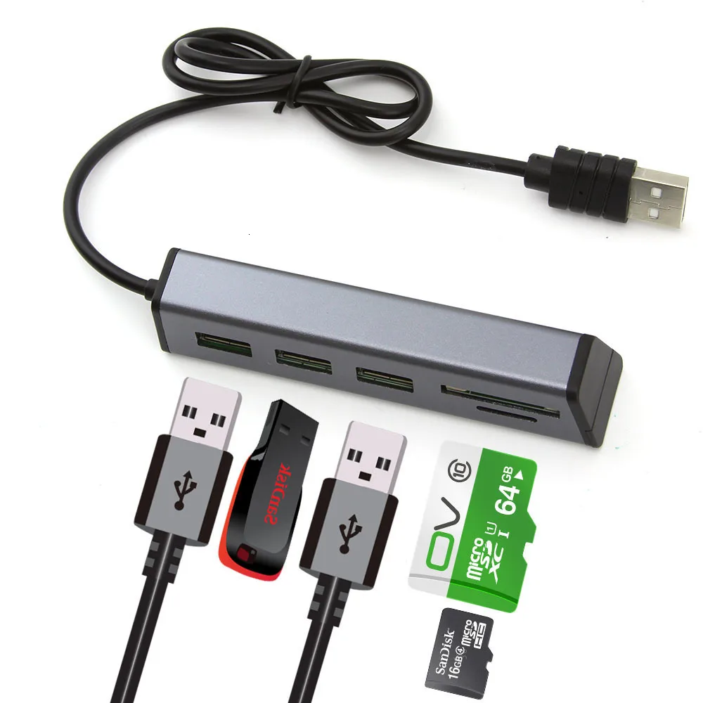 CHYI 5 в 1 USB концентратор Многофункциональный USB 2,0 концентратор 3 порта удлинитель адаптер с Micro SD/устройство считывания SF карт для компьютера PC Аксессуары