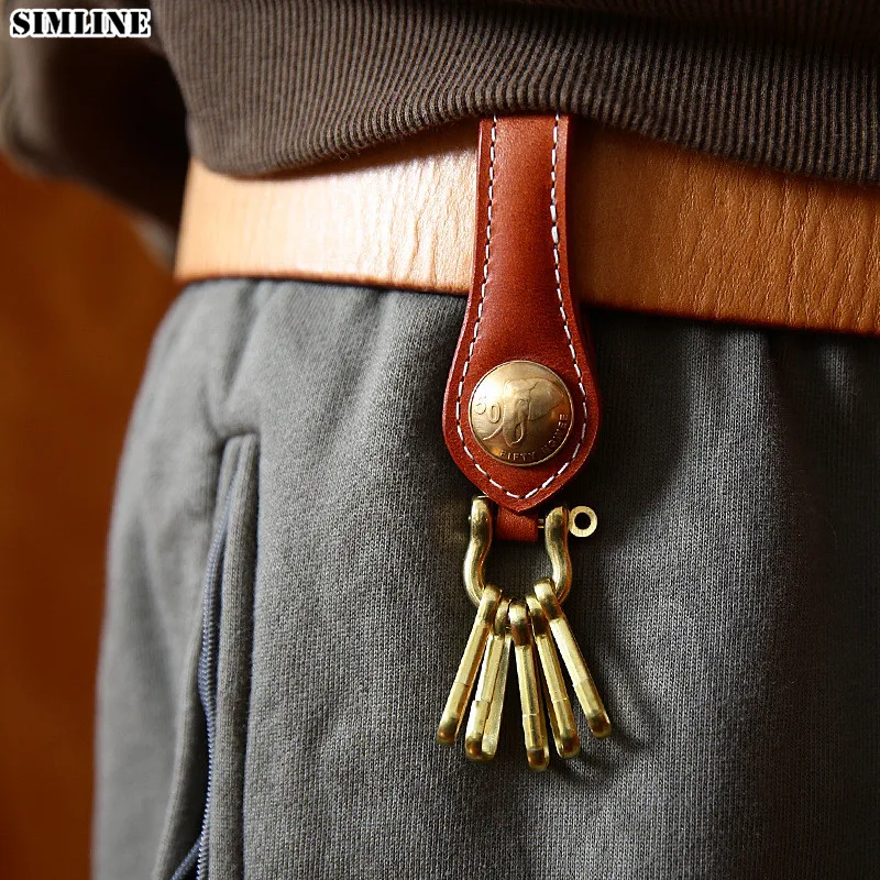 Мужской кошелек для ключей из 100% натуральной кожи винтажный держатель воловьей