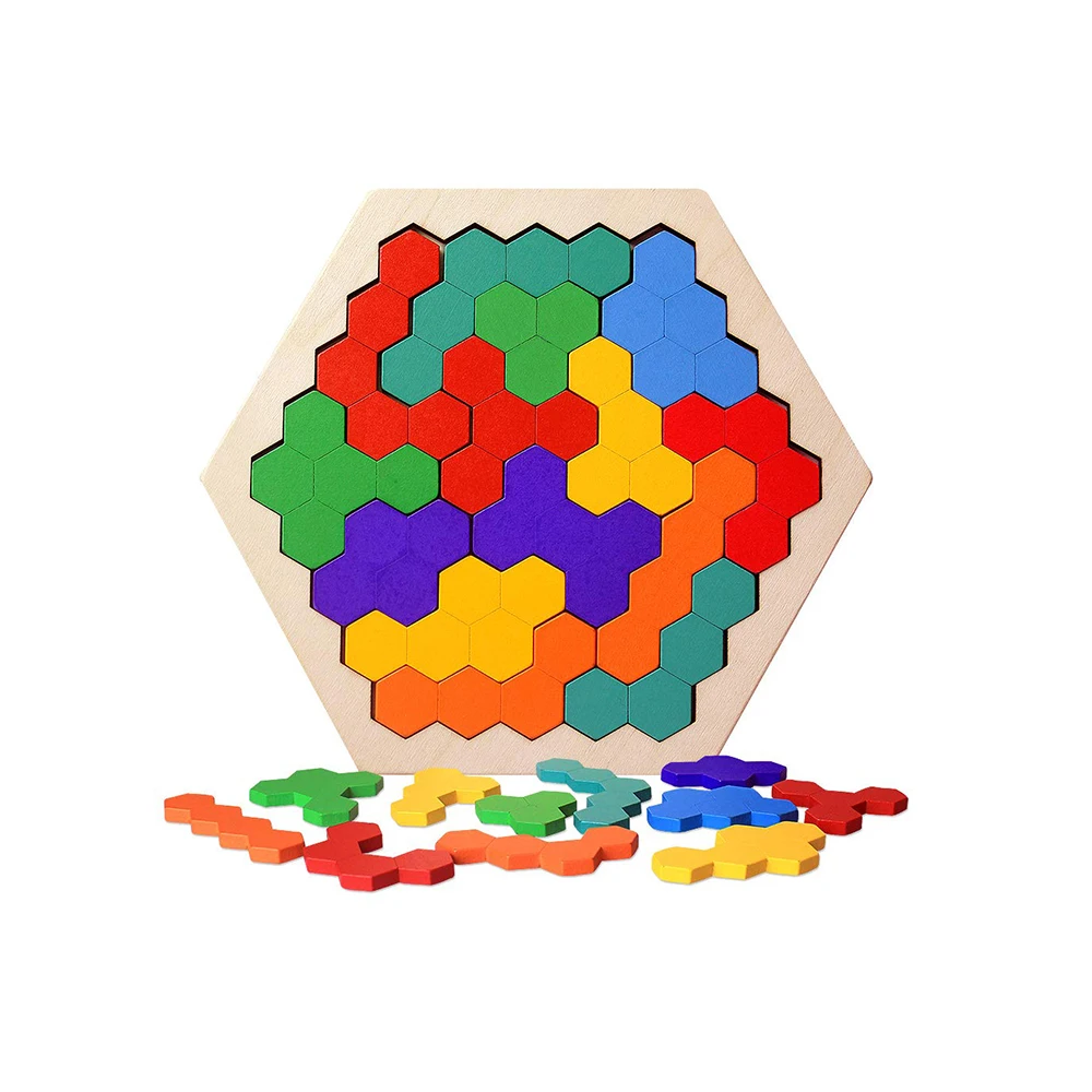16 шт Красочный шестигранный Забавный геометрический логический 3D деревянный