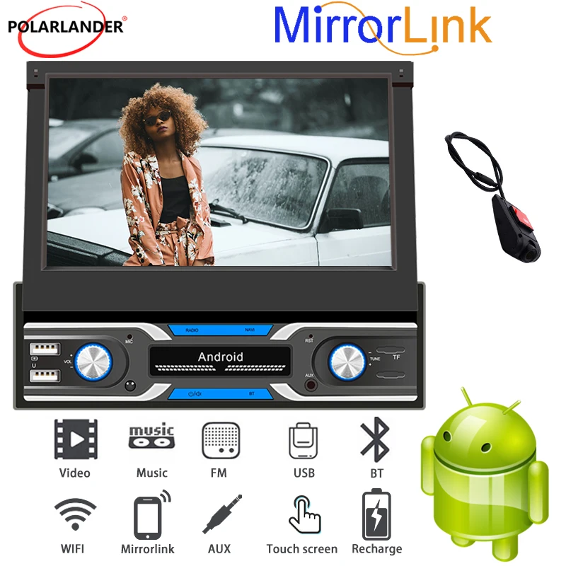 

Android 9,0 GPS автомобильного радиоприемника WiFi 40 языков 7 "HD Bluetooth 4,0 1G + 16G FM RCA складной Дисплей видео Выход видеорегистратор с двойной Экран 3USB