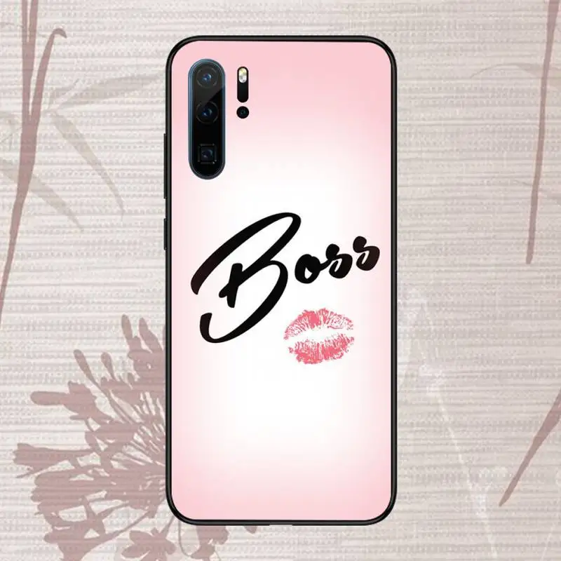 

Girl Boss Pink Women power text slogan Phone Case For Huawei P20 P30 P40 lite Pro P Smart 2019 Mate 10 20 Lite Pro Nova 5t