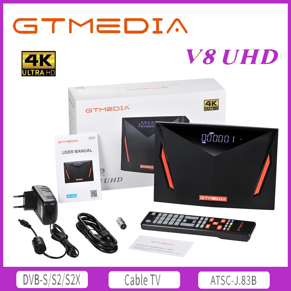 Новый спутниковый ресивер Gtmedia V8 UHD DVB S2 встроенный wifi поддержка YouTube с 3 летней