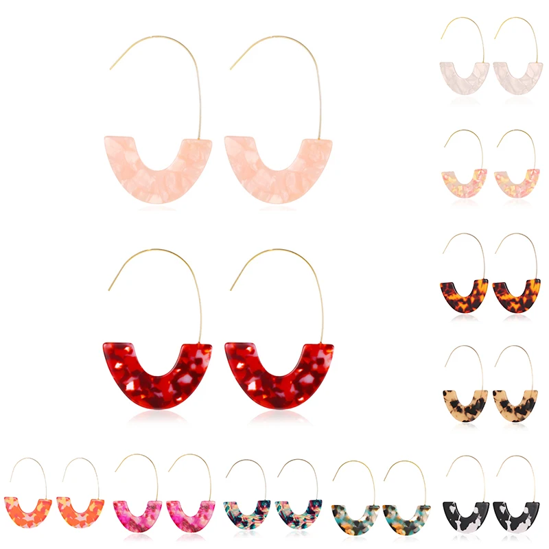 

Acrylic Earrings Statement Tortoise Hoop Earrings Resin Wire Drop Dangle Earrings Fashion Jewelry for Women