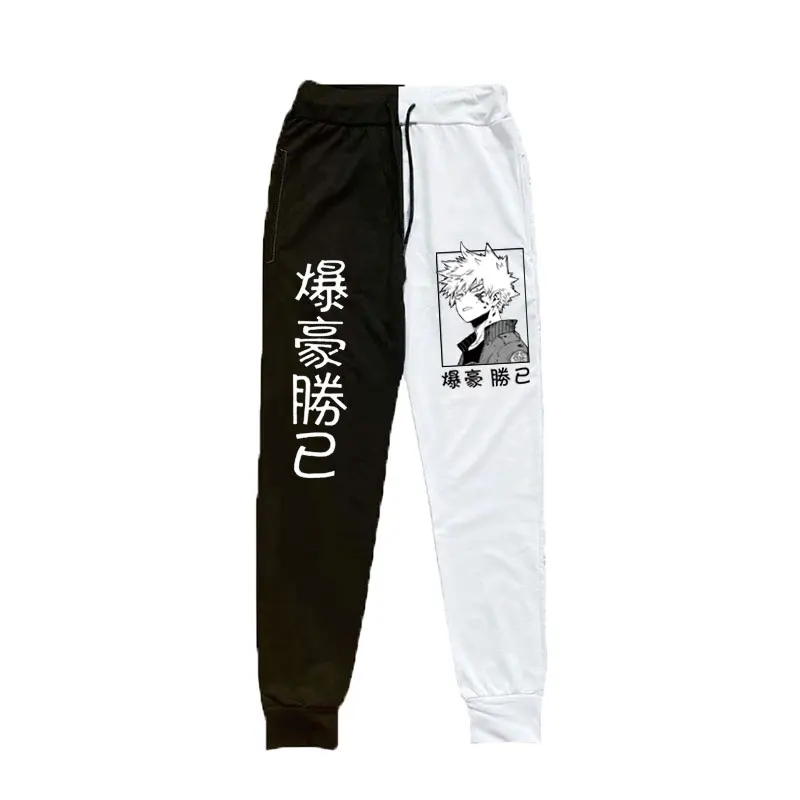 

Японские Аниме «Моя геройская Академия» Katsuki Bakugo Harajuku, двухцветные брюки с принтом, Джоггеры для мужчин и женщин, повседневные спортивные шт...
