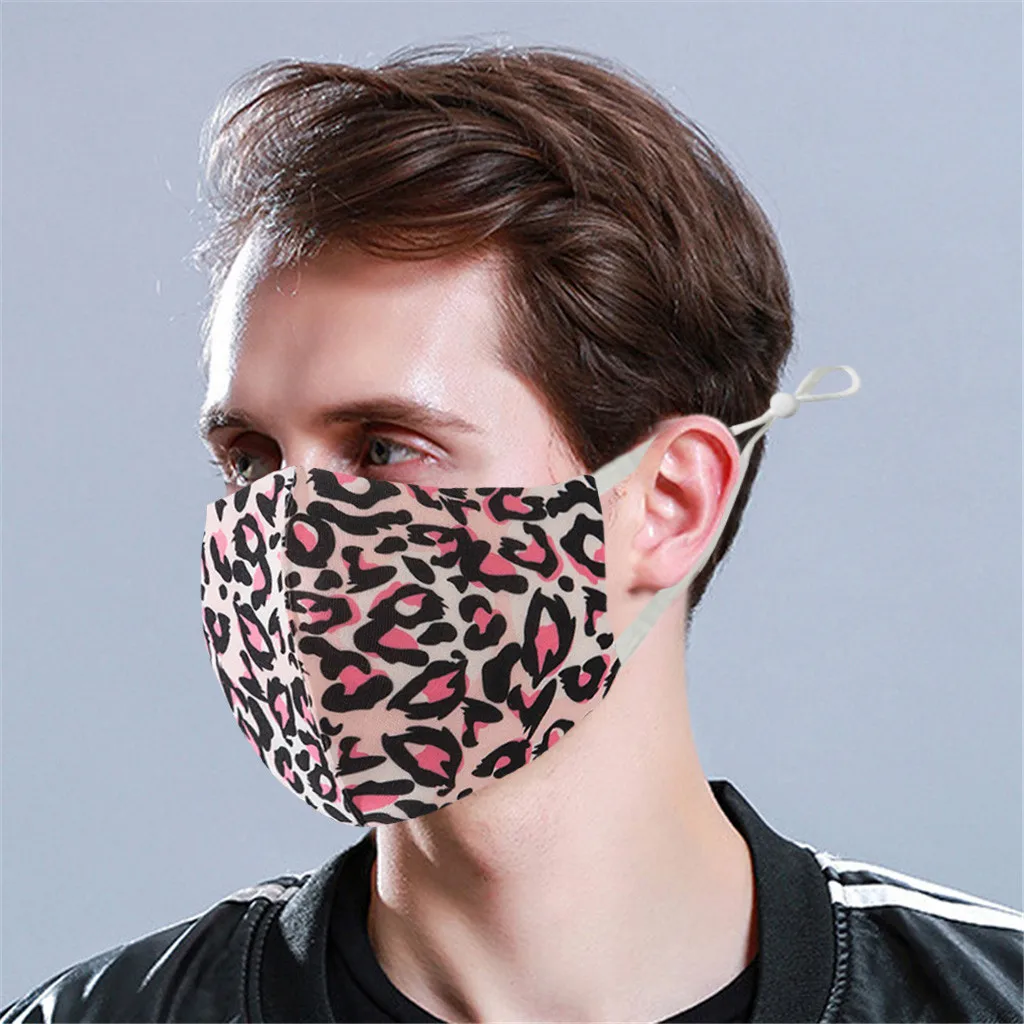Маска с леопардовым принтом для мужчин и женщин многоразовая Пылезащитная