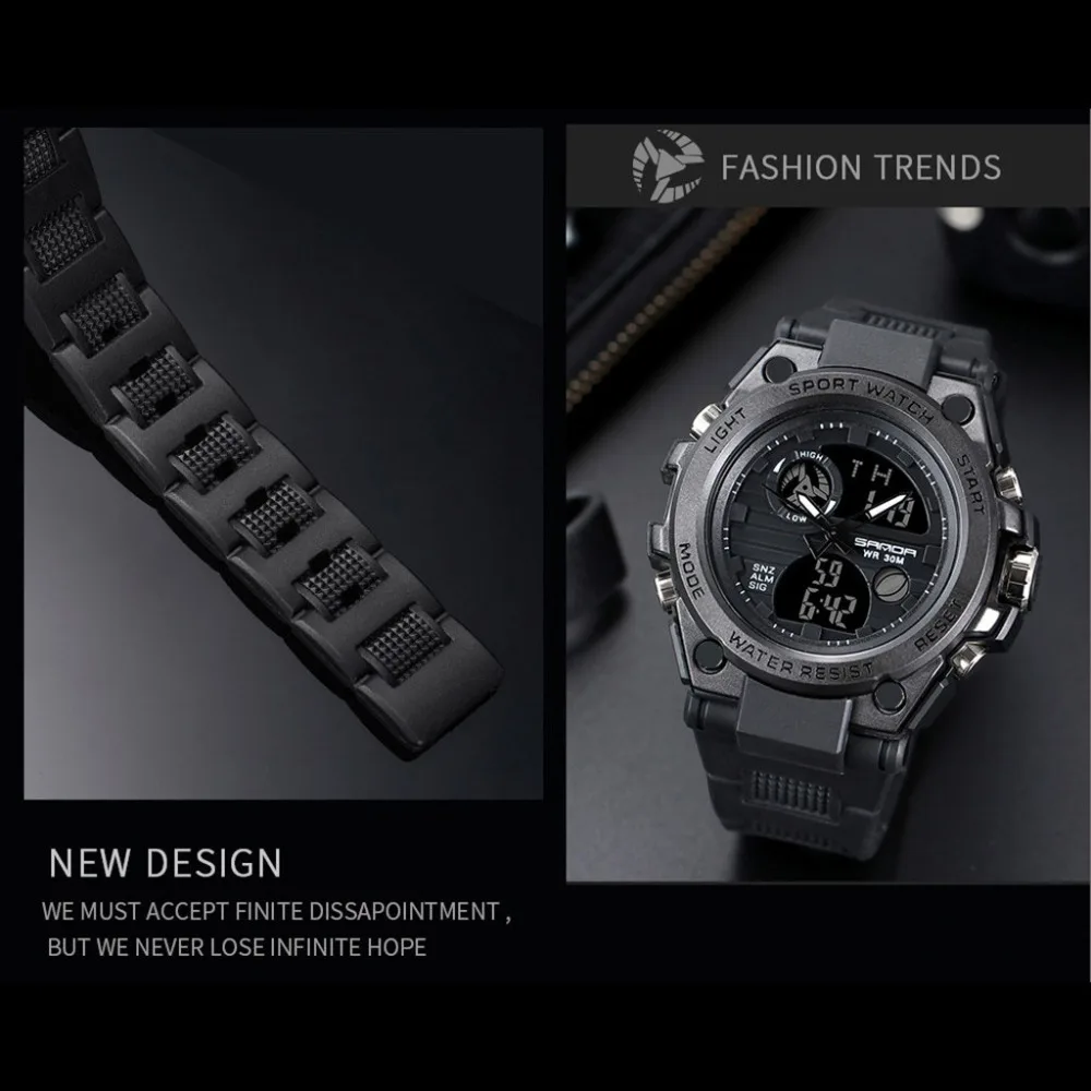 reloj мужские спортивные часы с двойным дисплеем Аналоговый Цифровой светодиодный электронный модные наручные часы reloj hombre erkek kol saati