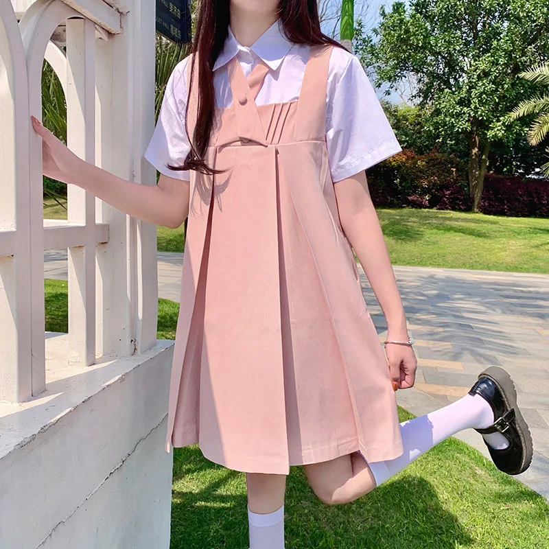 Lolibook летний Яркий розовый женский сарафан в японском стиле для студенток длинное