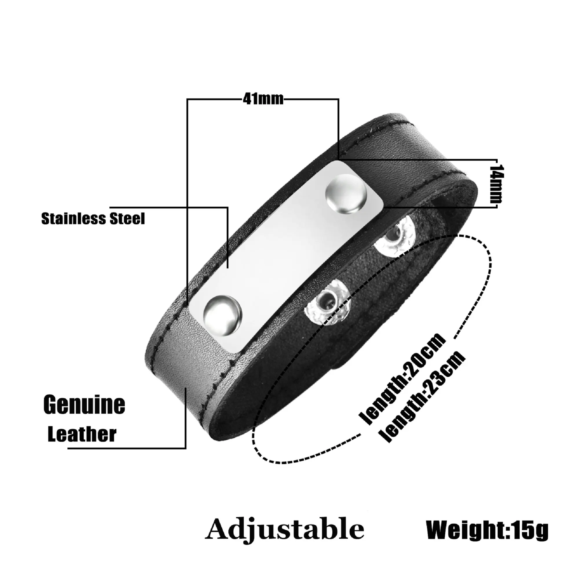 Personalized Stainless Steel Bracelet Custom Engrave Men Genuine Leather Wide Wristband Bangles Punk Jewelry ID Name | Украшения и